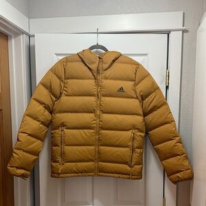 Adidas Tan Hooded Puffer Jacket